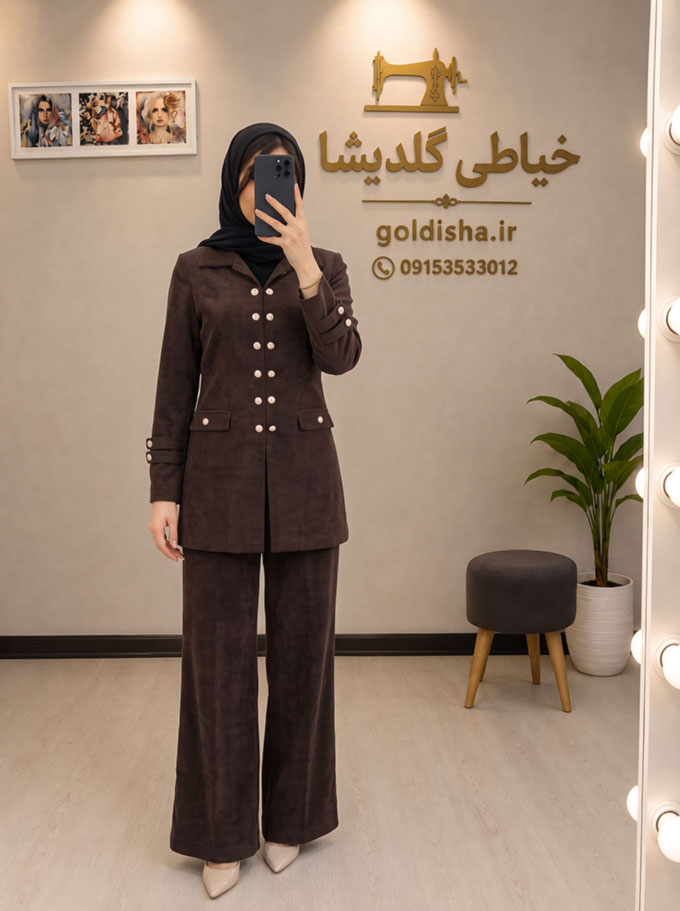 کت و شلوار مخمل کبریتی زنانه